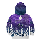 Personalized Melbourne Storm Kid Hoodie Y2K Grunge Aesthetic With Cyber Flames and Starburst Graphics