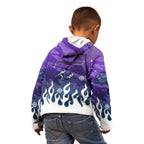 Personalized Melbourne Storm Kid Hoodie Y2K Grunge Aesthetic With Cyber Flames and Starburst Graphics