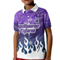 Personalized Melbourne Storm Kid Polo Shirt Y2K Grunge Aesthetic With Cyber Flames and Starburst Graphics