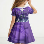 Personalized Melbourne Storm Kid Short Sleeve Dress Y2K Grunge Aesthetic With Cyber Flames and Starburst Graphics