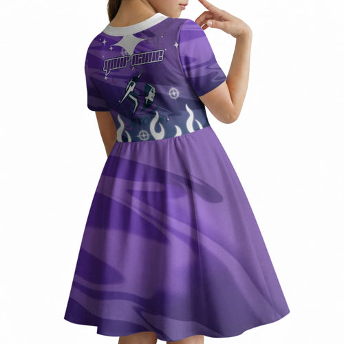Personalized Melbourne Storm Kid Short Sleeve Dress Y2K Grunge Aesthetic With Cyber Flames and Starburst Graphics