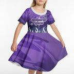 Personalized Melbourne Storm Kid Short Sleeve Dress Y2K Grunge Aesthetic With Cyber Flames and Starburst Graphics