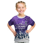 Personalized Melbourne Storm Kid T Shirt Y2K Grunge Aesthetic With Cyber Flames and Starburst Graphics
