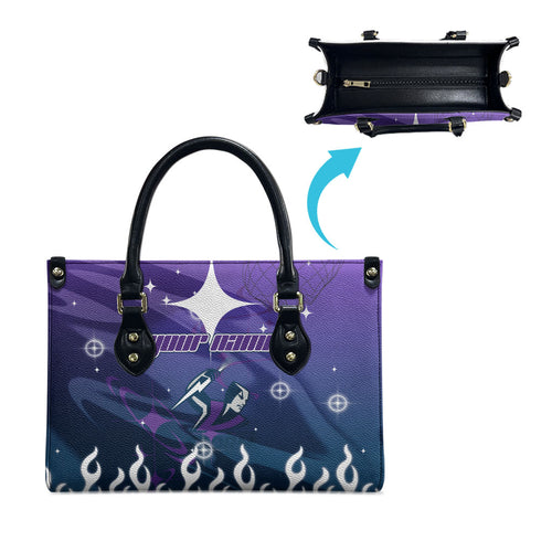 Personalized Melbourne Storm Leather Bag Y2K Grunge Aesthetic With Cyber Flames and Starburst Graphics