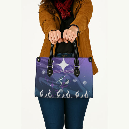 Personalized Melbourne Storm Leather Bag Y2K Grunge Aesthetic With Cyber Flames and Starburst Graphics