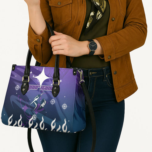Personalized Melbourne Storm Leather Bag Y2K Grunge Aesthetic With Cyber Flames and Starburst Graphics