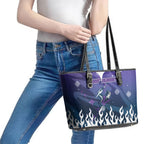 Personalized Melbourne Storm Leather Tote Bag Y2K Grunge Aesthetic With Cyber Flames and Starburst Graphics