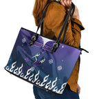 Personalized Melbourne Storm Leather Tote Bag Y2K Grunge Aesthetic With Cyber Flames and Starburst Graphics