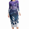 Personalized Melbourne Storm Long Sleeve Bodycon Dress Y2K Grunge Aesthetic With Cyber Flames and Starburst Graphics