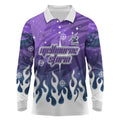Personalized Melbourne Storm Long Sleeve Polo Shirt Y2K Grunge Aesthetic With Cyber Flames and Starburst Graphics