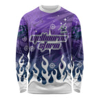 Personalized Melbourne Storm Long Sleeve Shirt Y2K Grunge Aesthetic With Cyber Flames and Starburst Graphics