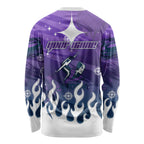 Personalized Melbourne Storm Long Sleeve Shirt Y2K Grunge Aesthetic With Cyber Flames and Starburst Graphics