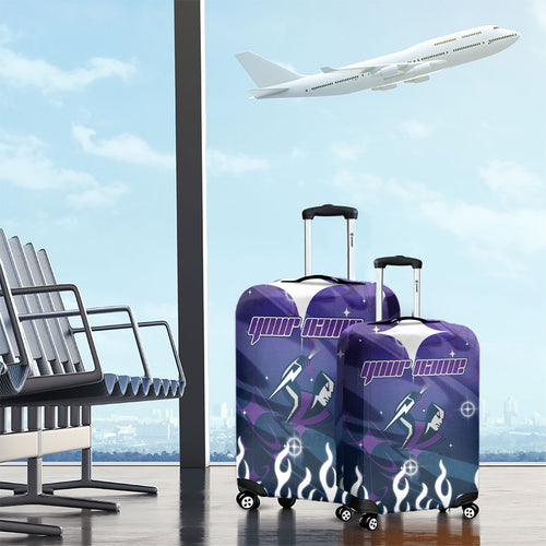 Personalized Melbourne Storm Luggage Cover Y2K Grunge Aesthetic With Cyber Flames and Starburst Graphics