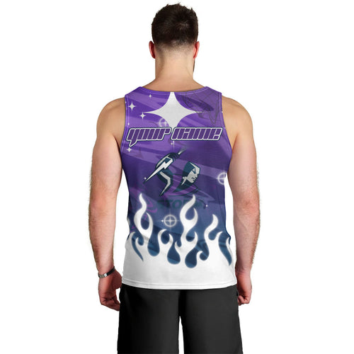 Personalized Melbourne Storm Men Tank Top Y2K Grunge Aesthetic With Cyber Flames and Starburst Graphics