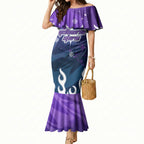 Personalized Melbourne Storm Mermaid Dress Y2K Grunge Aesthetic With Cyber Flames and Starburst Graphics