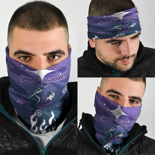 Personalized Melbourne Storm Neck Gaiter Y2K Grunge Aesthetic With Cyber Flames and Starburst Graphics