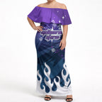 Personalized Melbourne Storm Off Shoulder Maxi Dress Y2K Grunge Aesthetic With Cyber Flames and Starburst Graphics