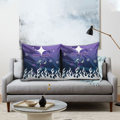 Personalized Melbourne Storm Pillow Cover Y2K Grunge Aesthetic With Cyber Flames and Starburst Graphics