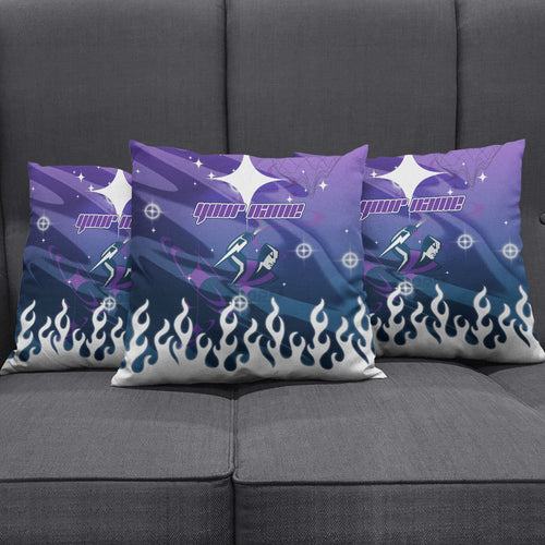 Personalized Melbourne Storm Pillow Cover Y2K Grunge Aesthetic With Cyber Flames and Starburst Graphics