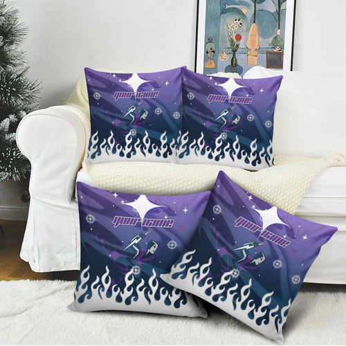 Personalized Melbourne Storm Pillow Cover Y2K Grunge Aesthetic With Cyber Flames and Starburst Graphics