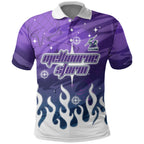 Personalized Melbourne Storm Polo Shirt Y2K Grunge Aesthetic With Cyber Flames and Starburst Graphics