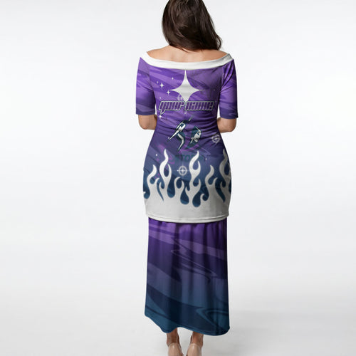 Personalized Melbourne Storm Puletasi Y2K Grunge Aesthetic With Cyber Flames and Starburst Graphics