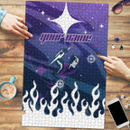 Personalized Melbourne Storm Puzzle Y2K Grunge Aesthetic With Cyber Flames and Starburst Graphics