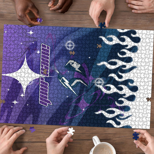 Personalized Melbourne Storm Puzzle Y2K Grunge Aesthetic With Cyber Flames and Starburst Graphics