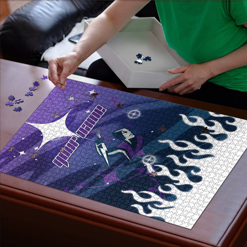 Personalized Melbourne Storm Puzzle Y2K Grunge Aesthetic With Cyber Flames and Starburst Graphics