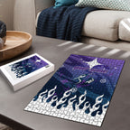 Personalized Melbourne Storm Puzzle Y2K Grunge Aesthetic With Cyber Flames and Starburst Graphics