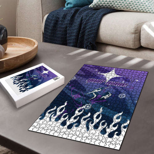 Personalized Melbourne Storm Puzzle Y2K Grunge Aesthetic With Cyber Flames and Starburst Graphics