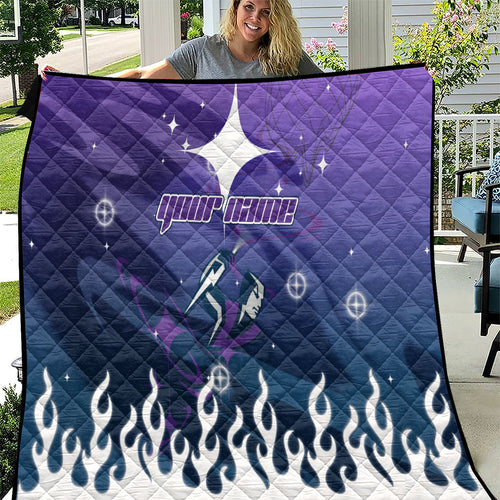 Personalized Melbourne Storm Quilt Y2K Grunge Aesthetic With Cyber Flames and Starburst Graphics