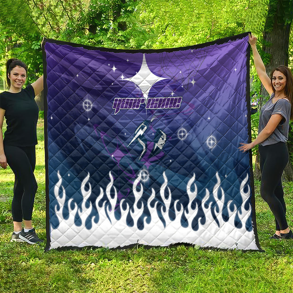 Personalized Melbourne Storm Quilt Y2K Grunge Aesthetic With Cyber Flames and Starburst Graphics