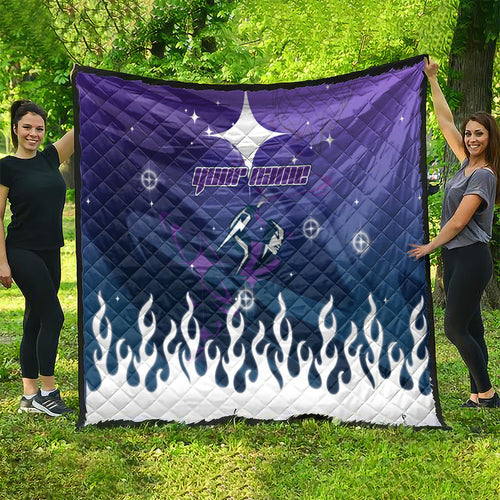 Personalized Melbourne Storm Quilt Y2K Grunge Aesthetic With Cyber Flames and Starburst Graphics