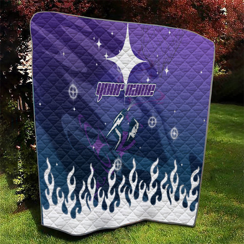 Personalized Melbourne Storm Quilt Y2K Grunge Aesthetic With Cyber Flames and Starburst Graphics