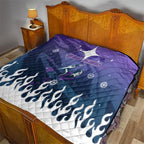 Personalized Melbourne Storm Quilt Y2K Grunge Aesthetic With Cyber Flames and Starburst Graphics