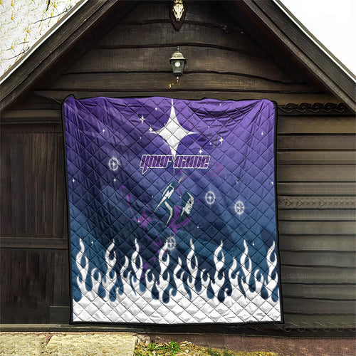 Personalized Melbourne Storm Quilt Y2K Grunge Aesthetic With Cyber Flames and Starburst Graphics