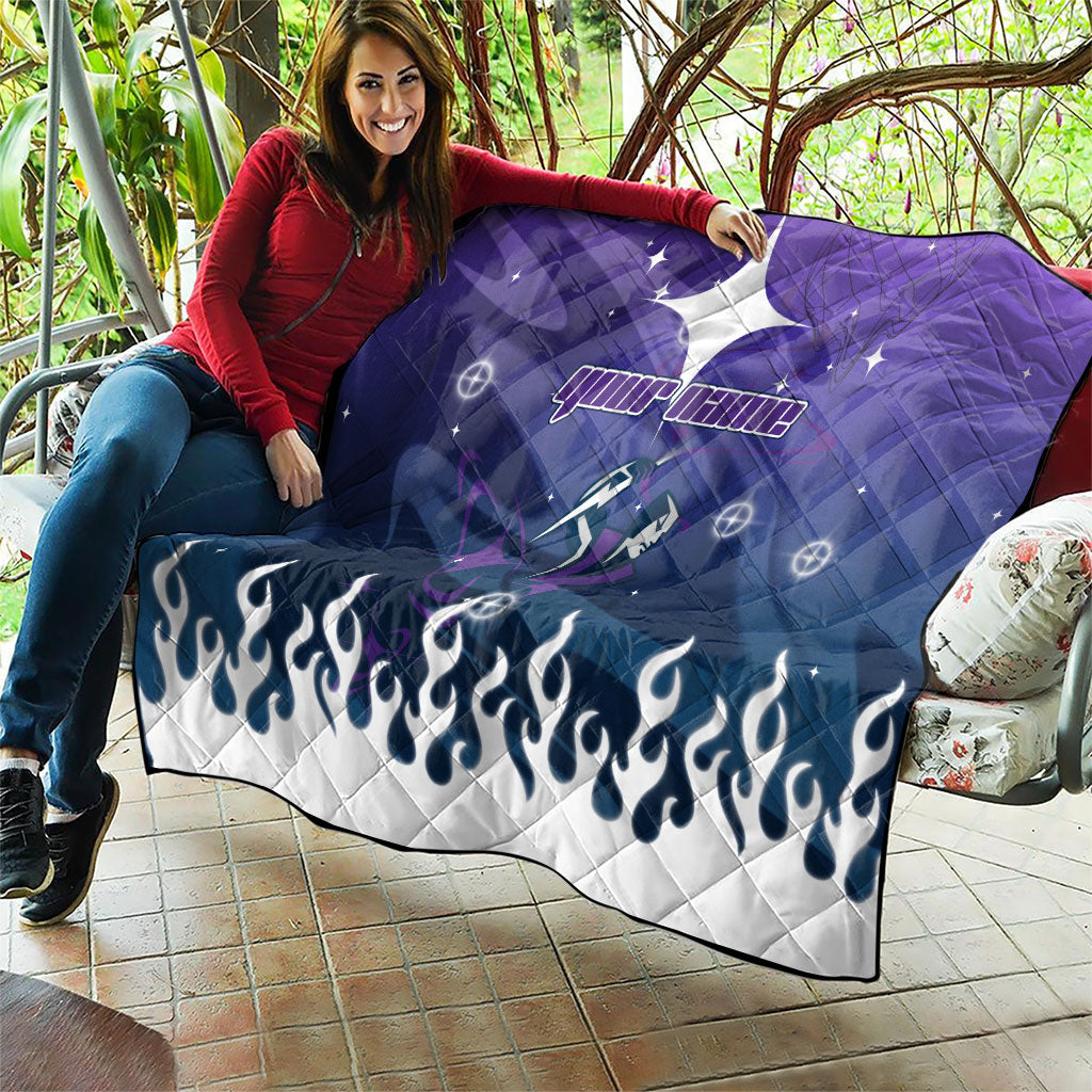 Personalized Melbourne Storm Quilt Y2K Grunge Aesthetic With Cyber Flames and Starburst Graphics