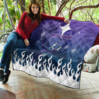 Personalized Melbourne Storm Quilt Y2K Grunge Aesthetic With Cyber Flames and Starburst Graphics
