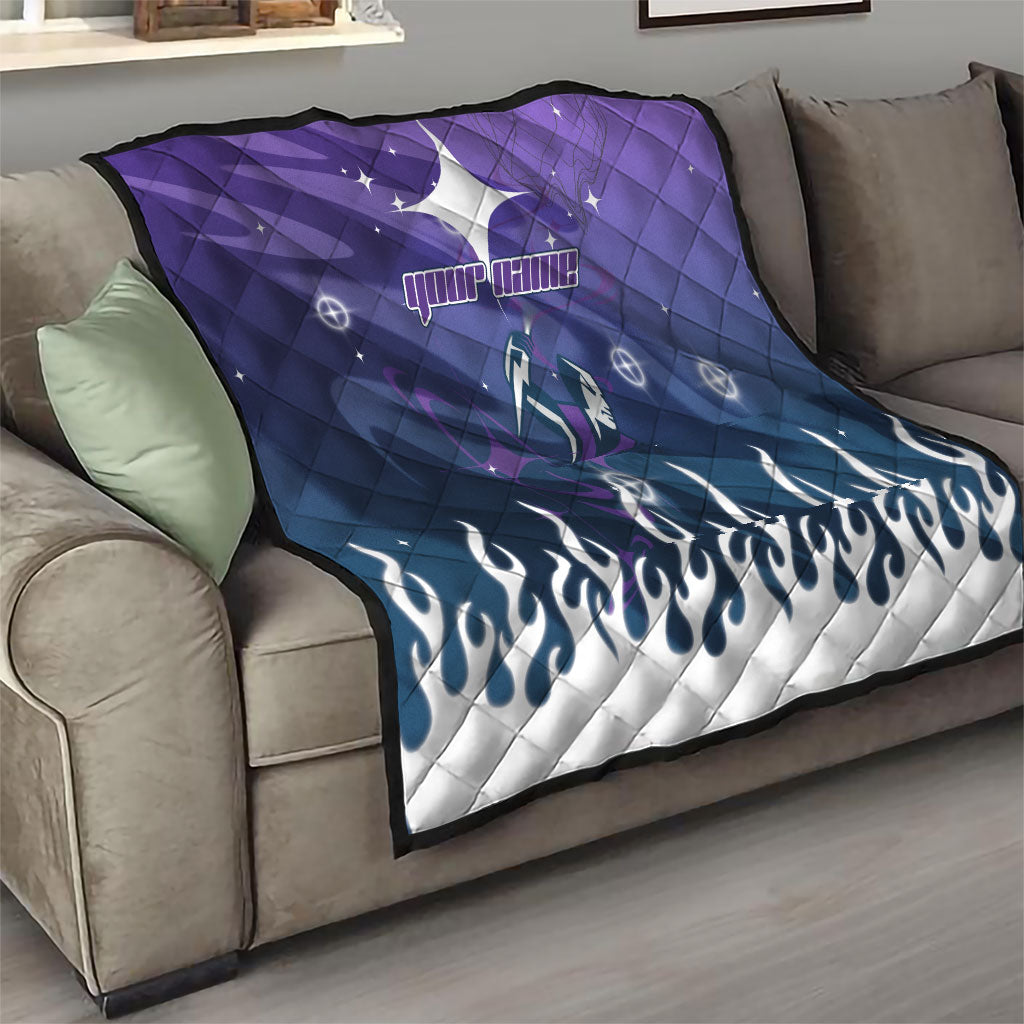 Personalized Melbourne Storm Quilt Y2K Grunge Aesthetic With Cyber Flames and Starburst Graphics