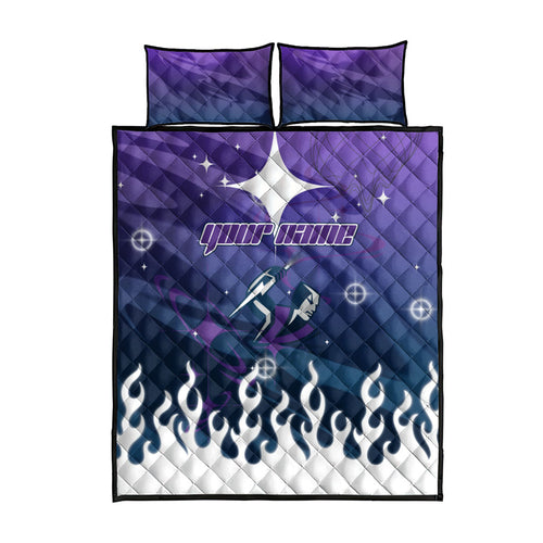 Personalized Melbourne Storm Quilt Bed Set Y2K Grunge Aesthetic With Cyber Flames and Starburst Graphics