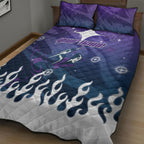 Personalized Melbourne Storm Quilt Bed Set Y2K Grunge Aesthetic With Cyber Flames and Starburst Graphics