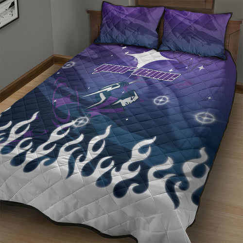 Personalized Melbourne Storm Quilt Bed Set Y2K Grunge Aesthetic With Cyber Flames and Starburst Graphics