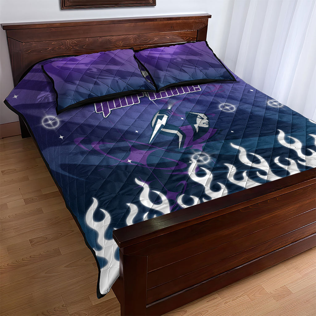 Personalized Melbourne Storm Quilt Bed Set Y2K Grunge Aesthetic With Cyber Flames and Starburst Graphics