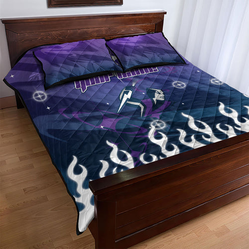 Personalized Melbourne Storm Quilt Bed Set Y2K Grunge Aesthetic With Cyber Flames and Starburst Graphics