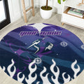 Personalized Melbourne Storm Round Carpet Y2K Grunge Aesthetic With Cyber Flames and Starburst Graphics