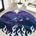 Personalized Melbourne Storm Round Carpet Y2K Grunge Aesthetic With Cyber Flames and Starburst Graphics