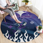 Personalized Melbourne Storm Round Carpet Y2K Grunge Aesthetic With Cyber Flames and Starburst Graphics