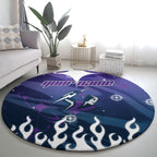 Personalized Melbourne Storm Round Carpet Y2K Grunge Aesthetic With Cyber Flames and Starburst Graphics