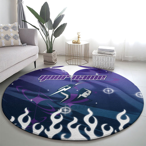 Personalized Melbourne Storm Round Carpet Y2K Grunge Aesthetic With Cyber Flames and Starburst Graphics
